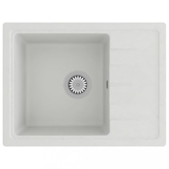 fehér gránit ovális konyhai mosogatótálca túlfolyóval