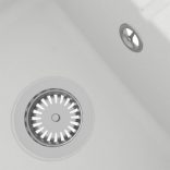 fehér gránit ovális konyhai mosogatótálca túlfolyóval