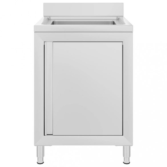 rozsdamentes acél kereskedelmi konyhai mosogató 60 x 60 x 96 cm