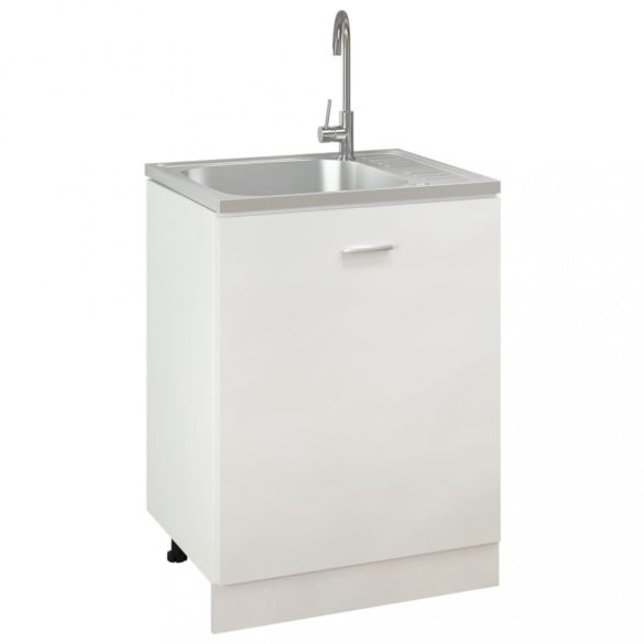 ezüst rozsdamentes acél lefolyós konyhamosogató 600x500x155 mm