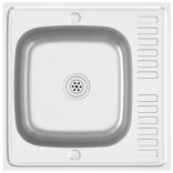 ezüst rozsdamentes acél lefolyós konyhamosogató 600x600x155 mm