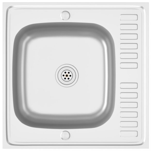 ezüst rozsdamentes acél lefolyós konyhamosogató 600x600x155 mm