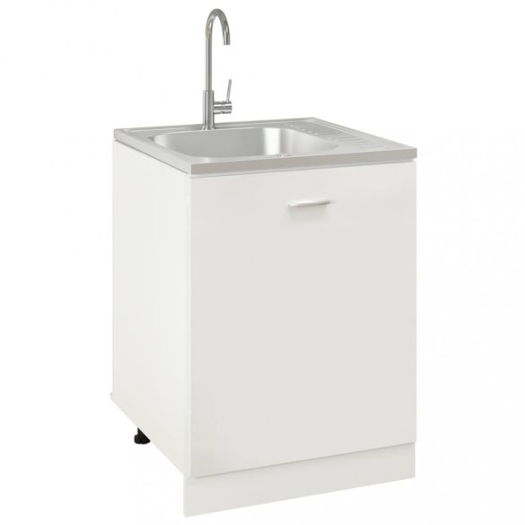 ezüst rozsdamentes acél lefolyós konyhamosogató 600x600x155 mm