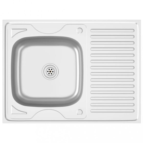 ezüst rozsdamentes acél lefolyós konyhamosogató 800x600x155 mm