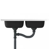 ezüst rozsdamentes acél dupla konyhamosogató 800 x 500 x 155 mm