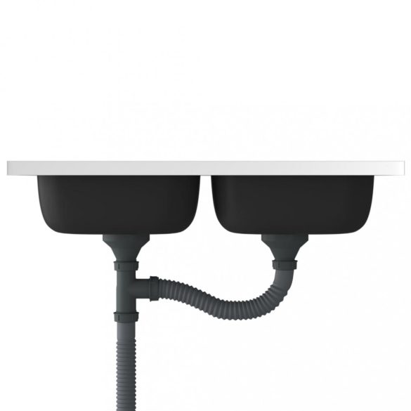 ezüst rozsdamentes acél dupla konyhamosogató 800 x 500 x 155 mm