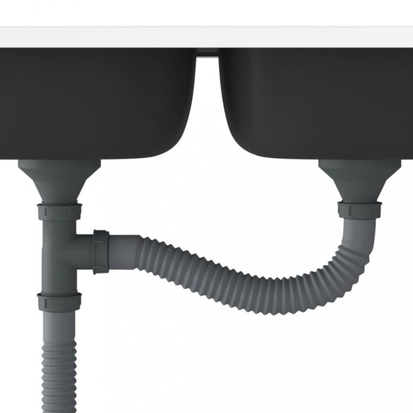 ezüst rozsdamentes acél dupla konyhamosogató 800 x 500 x 155 mm