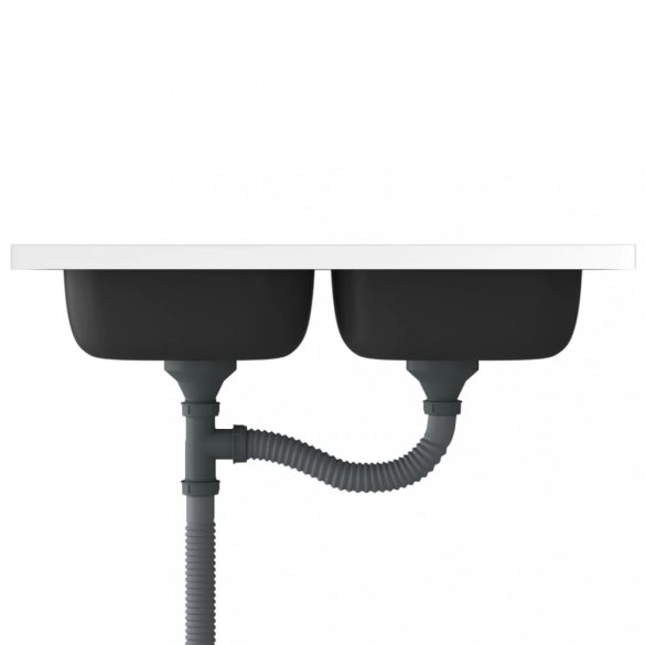 ezüst rozsdamentes acél dupla konyhamosogató 800 x 600 x 155 mm