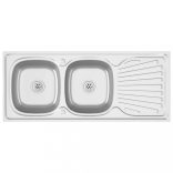 ezüst rozsdamentes acél dupla konyhamosogató 1200x500x155 mm