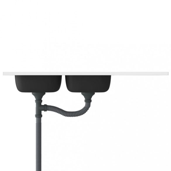 ezüst rozsdamentes acél dupla konyhamosogató 1200x500x155 mm