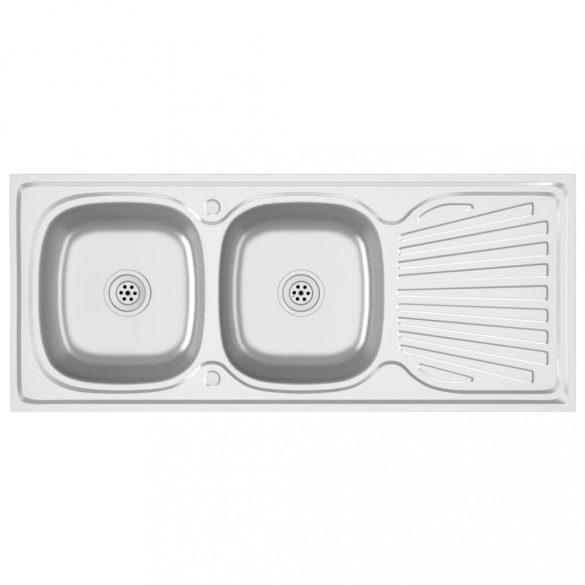 ezüst rozsdamentes acél dupla konyhamosogató 1200x600x155 mm