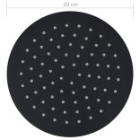 fekete kerek rozsdamentes acél esőztető zuhanyfej 20 cm