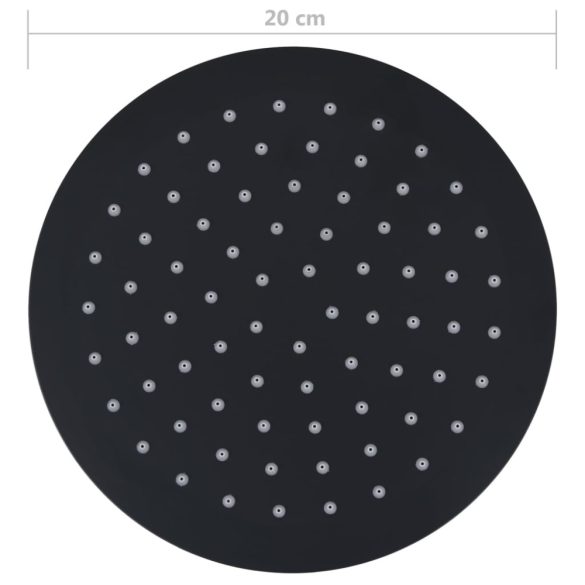 fekete kerek rozsdamentes acél esőztető zuhanyfej 20 cm