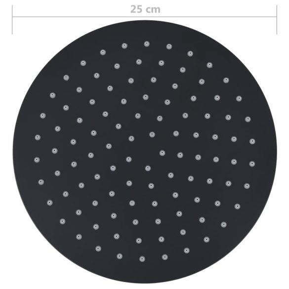 fekete kerek rozsdamentes acél esőztető zuhanyfej 25 cm