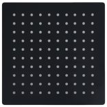 fekete négyszögletes rozsdamentes acél esőztető zuhanyfej 20x20 cm