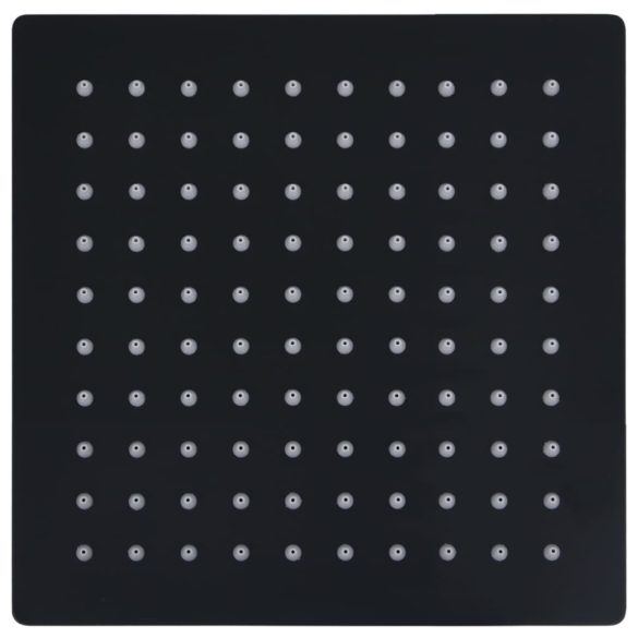 fekete négyszögletes rozsdamentes acél esőztető zuhanyfej 20x20 cm