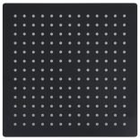 fekete négyszögletes rozsdamentes acél esőztető zuhanyfej 25x25 cm