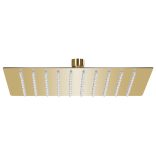 aranyszínű négyszögletes rozsdamentes acél esőztető zuhanyfej 20x20 cm