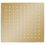 aranyszínű négyszögletes rozsdamentes acél esőztető zuhanyfej 20x20 cm