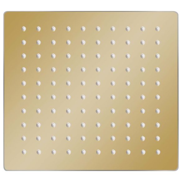 aranyszínű négyszögletes rozsdamentes acél esőztető zuhanyfej 20x20 cm