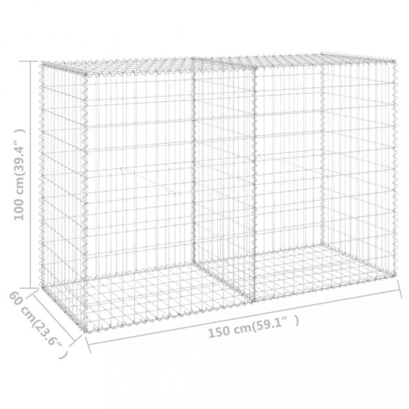 horganyzott acél gabion fal fedéllel 150 x 60 x 100 cm