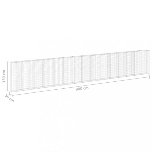 horganyzott acél gabion fal fedéllel 900 x 30 x 150 cm