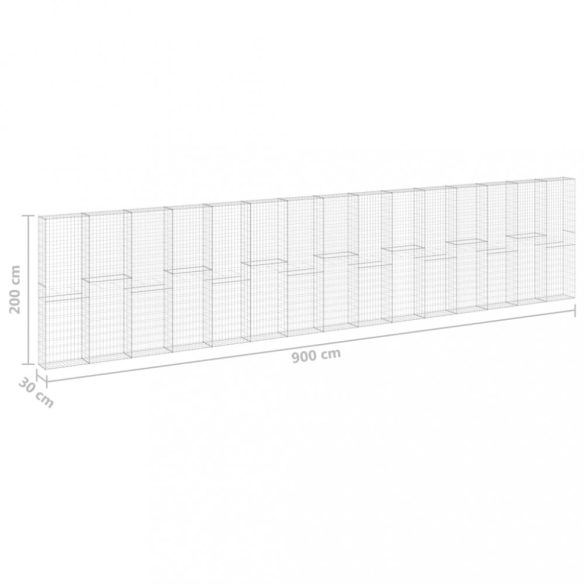horganyzott acél gabion fal fedéllel 900 x 30 x 200 cm