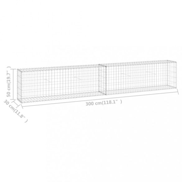 horganyzott acél gabion fal fedéllel 300 x 30 x 50 cm