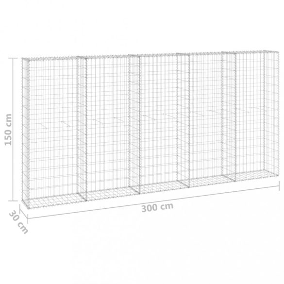 horganyzott acél gabion fal fedéllel 300 x 30 x 150 cm