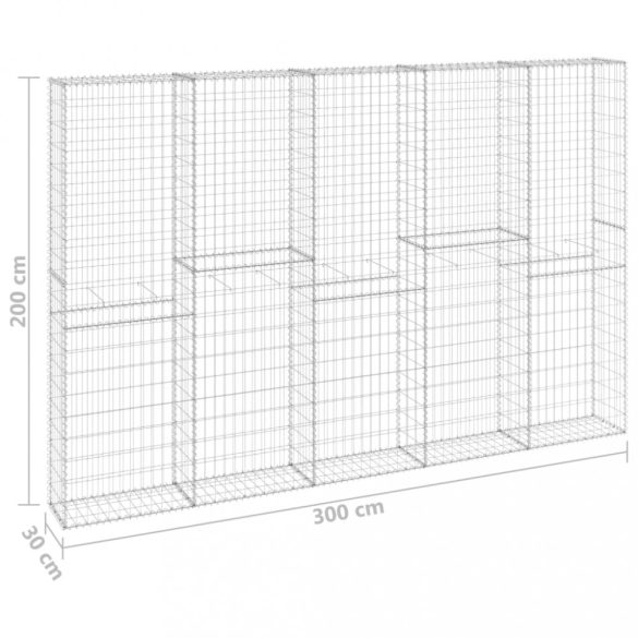 horganyzott acél gabion fal fedéllel 300 x 30 x 200 cm