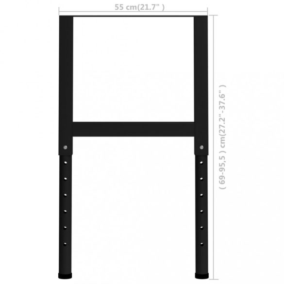 2 db fekete állítható fém munkapadváz 55 x (69-95,5) cm
