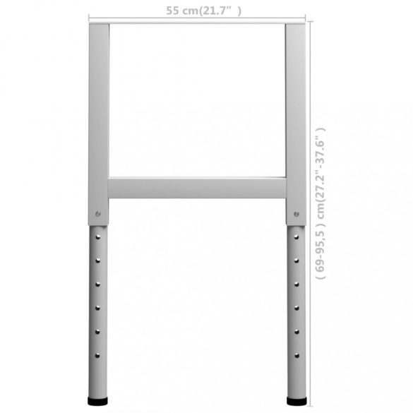 2 db szürke állítható fém munkapadváz 55 x (69-95,5) cm