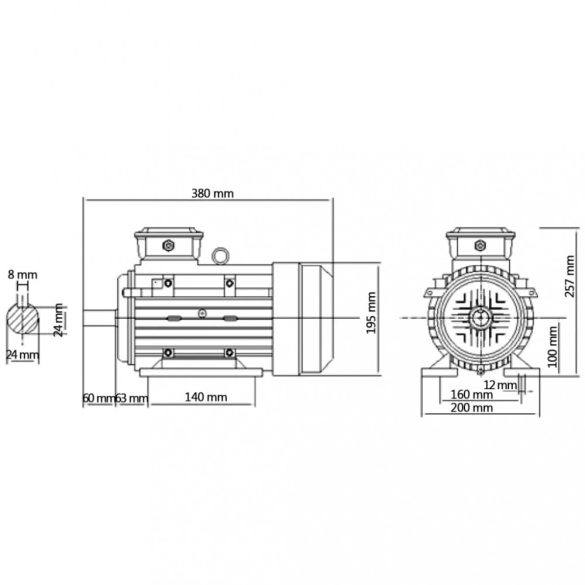 2 pólusú 3 fázisú alumínium elektromos motor 3kW/4LE 2840 f/p