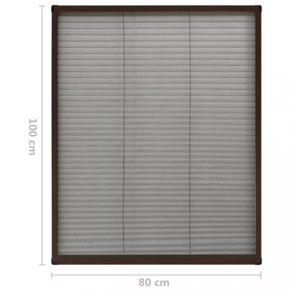 barna alumínium pliszé ablakszúnyogháló 80 x 100 cm