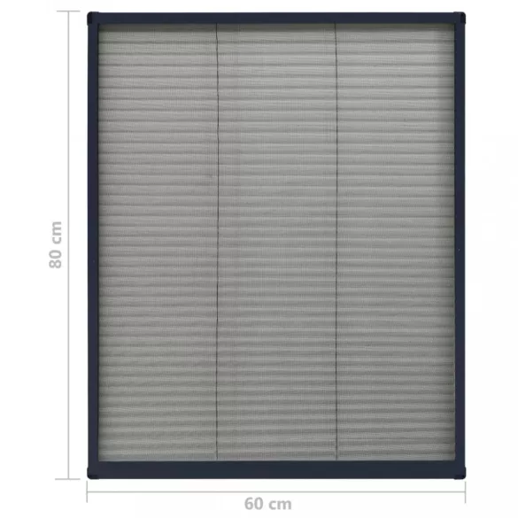 antracitszürke alumínium pliszé ablakszúnyogháló 60 x 80 cm