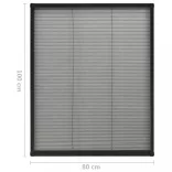 antracitszürke alumínium pliszé ablakszúnyogháló 80 x 100 cm