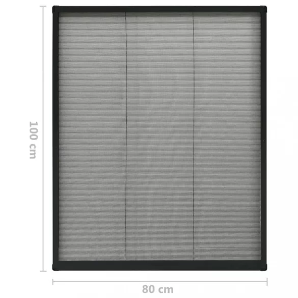 antracitszürke alumínium pliszé ablakszúnyogháló 80 x 100 cm