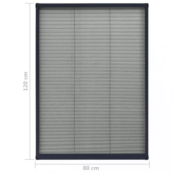 antracitszürke alumínium pliszé ablakszúnyogháló 80 x 120 cm