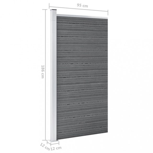 szürke WPC kerítéspanel 95 x 186 cm
