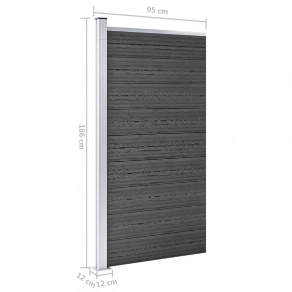 fekete WPC kerítéspanel 95 x 186 cm