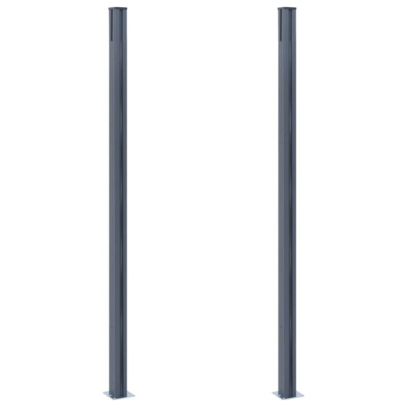 2 db sötétszürke alumínium kerítésoszlop 185 cm