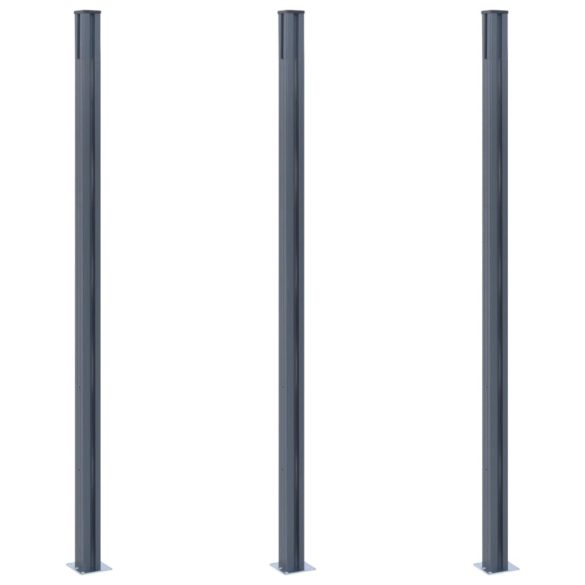 3 db sötétszürke alumínium kerítésoszlop 185 cm