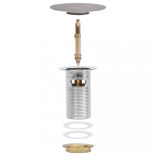 króm nyomógombos leeresztőszelep túlfolyóval 6,4x6,4x9,1 cm