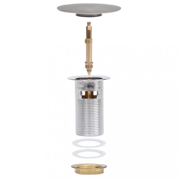 króm nyomógombos leeresztőszelep túlfolyóval 6,4x6,4x9,1 cm