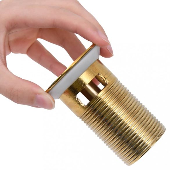 arany nyomógombos leeresztőszelep túlfolyóval 6,4x6,4x9,1 cm