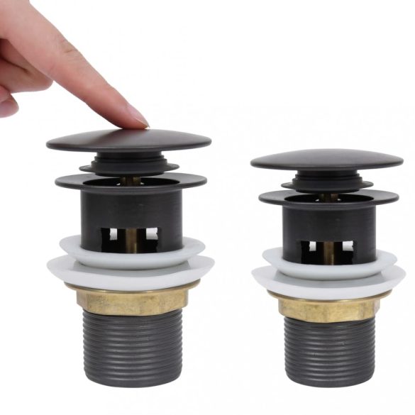 ezüst nyomógombos leeresztőszelep túlfolyóval 6,4x6,4x9,1 cm