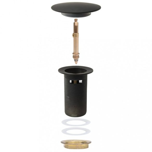 ezüst nyomógombos leeresztőszelep túlfolyóval 6,4x6,4x9,1 cm