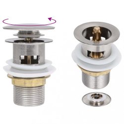   ezüst nyomógombos leeresztőszelep túlfolyóval 6,4x6,4x9,1 cm