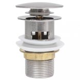 ezüst nyomógombos leeresztőszelep túlfolyóval 6,4x6,4x9,1 cm