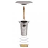 ezüst nyomógombos leeresztőszelep túlfolyóval 6,4x6,4x9,1 cm